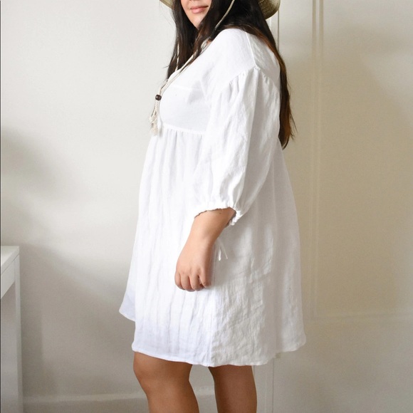 NWT harly jae Paysanne Mini Dress white linen large L XL - Picture 7 of 9
